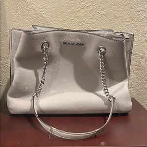 Michael Kors Gray Leather Tote Bag